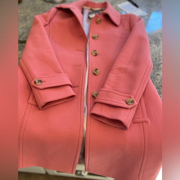 J. Crew Pink Double Cloth Wool  Trench Coat- Size 4 - Picture 12 of 16